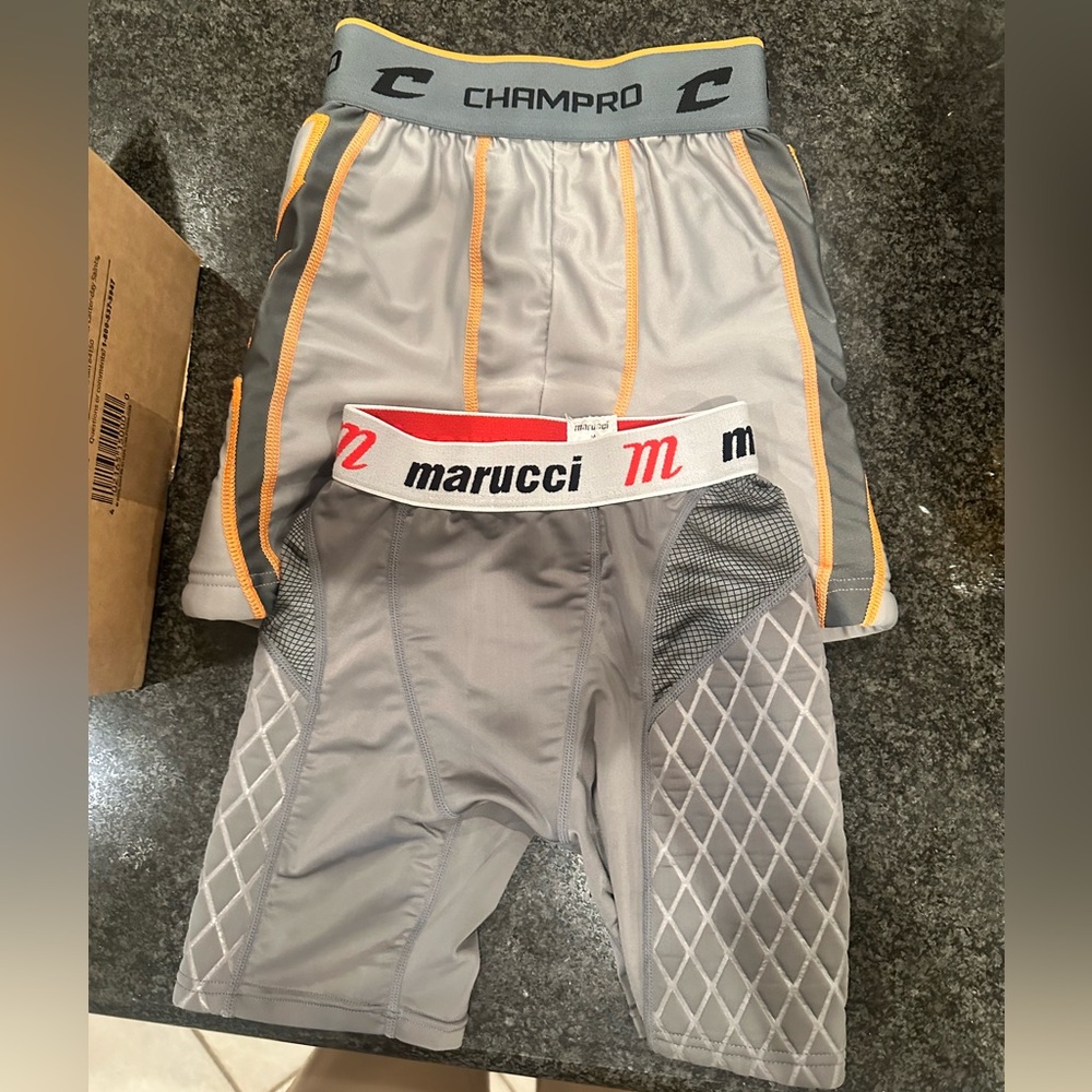 Marucci & Champro Gray Boys Sliding Shorts Youth Medium
